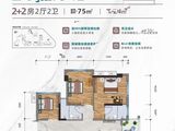 建实名都花园_2室2厅2卫 建面75平米