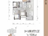 福文华府_3室2厅2卫 建面104平米